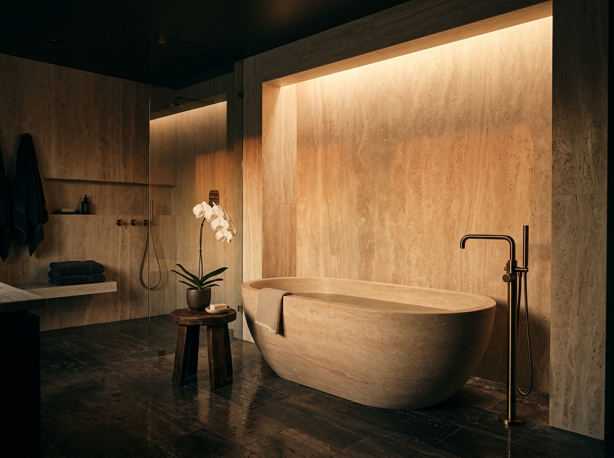 Salle de bain travertin