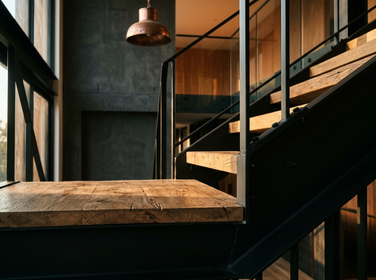 Escalier chêne et acier